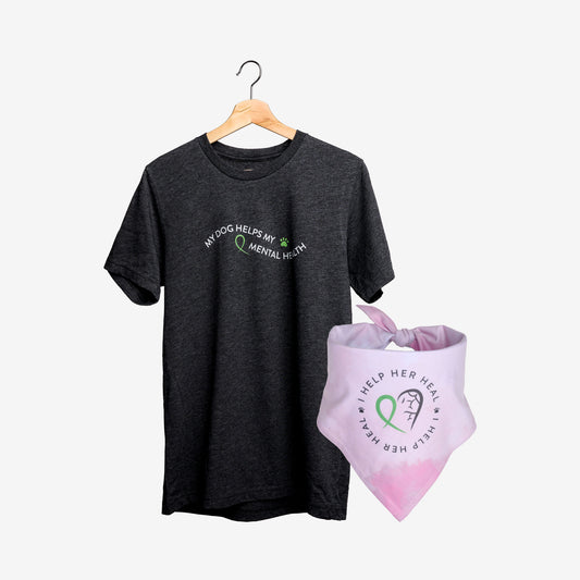 My Dog Helps My Mental Health T-Shirt + Tie Bandana Bundle