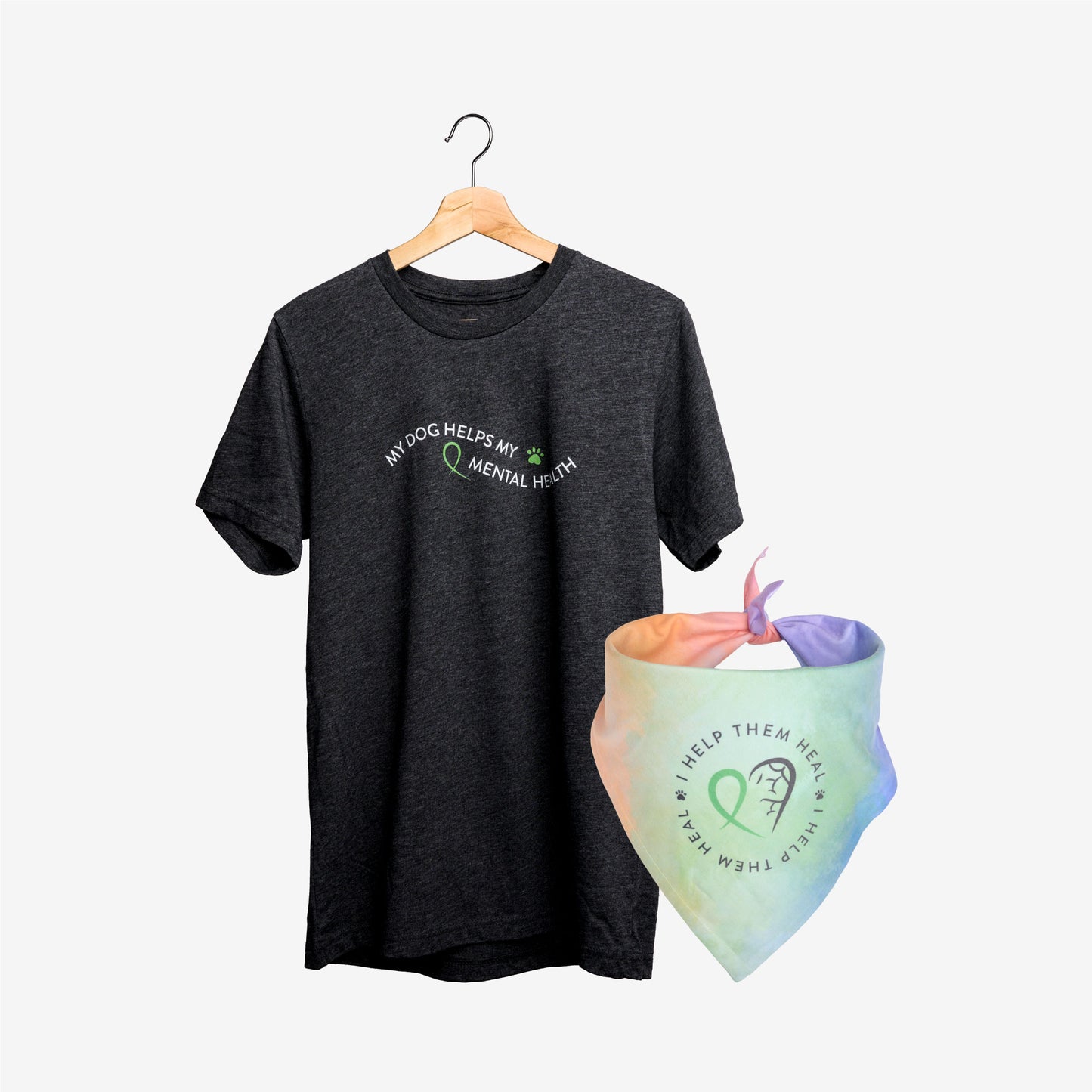 My Dog Helps My Mental Health T-Shirt + Tie Bandana Bundle