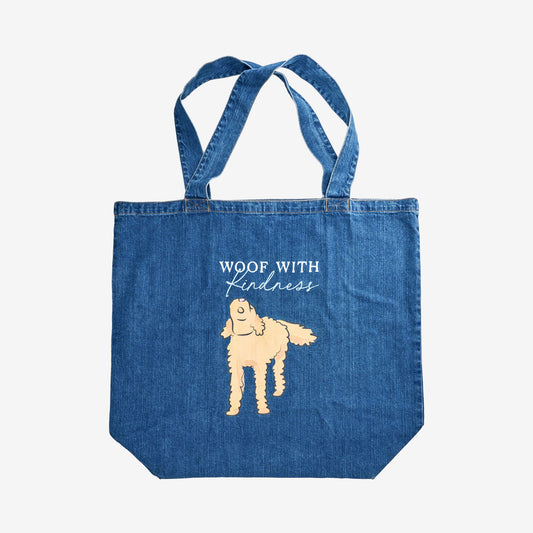 Woof with Kindness Denim Tote